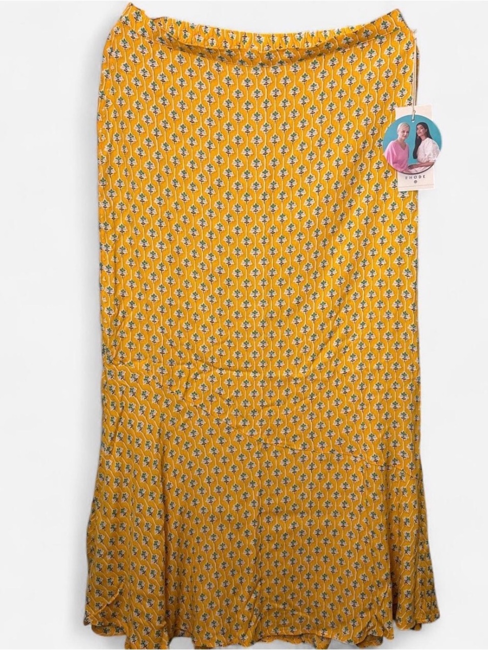 NWT Rhode X Target Dainty Lotus Yellow Floral Midi Skirt Medium M